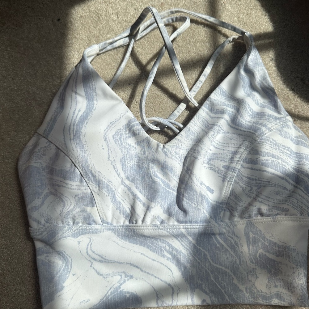 Stylish Gray and White Strappy Crop Top